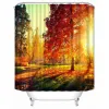 Gardiner Musife Custom Birch Forest Shower Curtain Waterproof Polyester Fabric Badrum med krokar Diy Home Decor