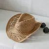 Wide Brim Hats Bucket Hats Womens denim hat retro hollow unisex curly wide brown sun hat fishing hat climbing hat J240325