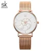 Shengke Women Fashion Quartz Watch Lady Mesh Watchband Högkvalitativt Casual Waterproof Wristwatch -gåva till hustru 2019240C