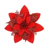 Juldekorationer 5st glitterrosa konstgjorda blomma 14 cm blommor huvud Xmas träd ornament glad dekoration år för hem