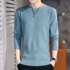 Herrtröjor Spring och Autumn Thin Long Sleeve O-Neck stickad tröja T-shirt Enkel Pure Cotton Wash Bekväm övre underlag Z74