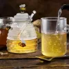 Jars Unique Glass Honeycomb Tank Kitchen Tools Honey Storage Container With Dipper And Lid Honey Bottle For Wedding Party Kitchen