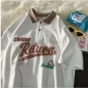 Fiable Zomer Verse Harajuku Polo T-shirt Vintage Y2K Loose Fit Mannen En Vrouwen Persality Straat Korte Mouw Kleding top D577 #