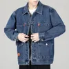 Männliche Jeansmäntel, blau, gepolsterte Herren-Jeansjacke, breite Schultern, mit Schafwolle, warm, zum niedrigsten Preis, Vintage 240319