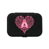 Cosmetic Bags Portable Jewelry Box Women Organizer Display Travel Case Boxes Black Color Storage Love Letter Pattern