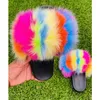 Casual Shoes Female Furry Women Autumn Winter Real Fox Fur Fuzzy Slippers Slides Warm Flat Home Mules