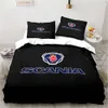 Scania Truck Twin Bedding 3 -stycken Tvätten Set Bed Däcke Double King Cover Home Textile