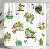 Rideaux Suspendus Plantes en Pot Chat Rideau de Douche, Support Plante Kitty Rideau de Douche pour Salle de Bain Polyester Ensembles de Rideaux de Douche imperméables