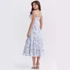 2024 Spring/Summer Women's Wear New Dresses Sweet and Spicy Style Fragmenterad Flower Mid Length Kjol Open Back Sleeveless Sling Dress 355086