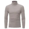 Primavera outono masculino gola alta manga comprida cor sólida rollneck camisola quente masculino jumper fino ajuste de fundo simples camiseta 240309