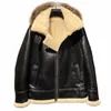 2024 inverno casaco de couro genuíno dos homens natural pele de carneiro shearling masculino motociclista piloto jaqueta racco pele com capuz eur62 64 66 78Gm #