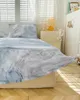 Jupe de lit en marbre, couvre-lit ajusté élastique avec taies d'oreiller, housse de protection de matelas, ensemble de literie, drap