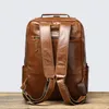 Mochila leathfocus cabeça camada de couro masculino bolsa de ombro bolsa de couro 15 polegadas portátil retro clássico senhoras mochilas de viagem