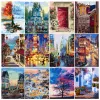 Número paisagem casa diy pintura a óleo por números para adultos crianças arte imagem cor desenhar pintura acrílica sobre tela kit decoração de casa presente