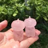 Decorative Figurines 5cm Natural Rose Quartz Fluorite Pumpkin Monster Carved Statue Healing Energy Gemstone Crafts For Christmas Gift 1pcs