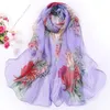 Lenços lenços para mulheres leve impressão floral padrão cachecol xale moda cetim cabelo longo cabeça de seda