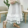 Skirts Mori Girl Pure Cotton Multi-layer Lace Elastic Waist Loose Skirt Women Clothing Sweet Petticoat Midi Cake Z036