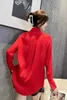 Women's Blouses Lace Up Big Bow Camisas For Woman Long Loose Causal Shirt 2024 Spring Sleeve Red Office Lady Chic Shirts Tops