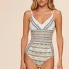 Kvinnors badkläder 2024 Sexig Deep V Neck One Piece Swimsuit Women Patchwork Monokini Suit Push Up Bathing vadderad bodysuit Beach Wear