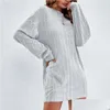 Grundlegende Freizeitkleider Vintage Winter Strickkleid Damen Chic Rundhals Laterne Langarm Minipullover für Frauen Ankunft 2024 Tuch Otkgg