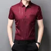 Male Clothes Fashion Casual Polo-Neck Button Shirt Summer Business Office Trend Short Sleeve Plaid Printed Shirt for Men 240318