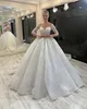 Fantastische baljurk trouwjurk voor bruid pure hals kralen kant trouwjurken vestido de noiva appliques dubai saoedi-arabische illusie lange mouwen bruidsjurken