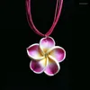 Collier boucles d'oreilles ensemble polynésie hawaïen Plumeria Dangle fait à la main en polymère souple déclaration goutte boucles d'oreilles bijoux 2024 fleur boucle d'oreille pour