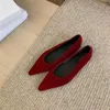 Casual Schuhe Bailamos2024 Frühling Frauen Punkt Zehe Samt Wohnungen Slip Auf Weiche Kleid Elegante Flache Heels Büro Ballett Mujer