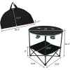 Camp Furniture Outdoor Folding Table Travel Cam Picnic Collapsible Round With 4 Cup Holders And Carry Bag Drop Delivery Sports Outdoor Otejo