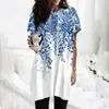 Women's T Shirts Hoodies Casual Short Sleeve Fashion Print Tunic Tops With Pockets Top Women Blouse 2024 Shirt For Girl