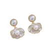 Boucles d'oreilles pendantes Style français, scintillantes, fleur blanche sainte, goutte de luxe, qualité, tenue de fête, bijoux élégants pour femmes, nacré fin