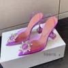 Amina Muaddi Maam Begum Crystal Decoration PVC Pumps Shoes High Heels Women's Luxury Designer Dress Shoes Party Slips Sandals Crystal Shoes