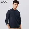 250gsm 8.8oz GAAJ Brand Mens Polo Long Sleeve Shirt 100% Cotton Heavy Weight Casual Business Clothing Solid Polos Shirts Top Man 240314