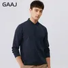 250gsm 8.8oz GAAJ Marque Hommes Polo Chemise À Manches Longues 100% Coton Poids Lourd Casual Vêtements D'affaires Solide Polos Chemises Top Homme 240314