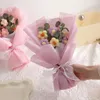 Decorative Flowers 1pc Creative Handmade Woolen Knitted Simulation Small Puff Bouquet Solid Color Gift With Handheld Wedding