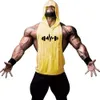 mens Casual Fi Tank Top Gym Fitn Workout Cott Sleevel Shirt Summer Clothing Male Hooded Singlet Hip Hop Vest g19o#