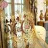 Curtains Gold Gilded Embroidered Hollowed Out Velvet Curtains for Living Room Bedroom Partition Curtains Customized Villa Valance Tube