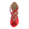 Dance Buty Kobiet Red Salsa Latin Ballroom Otwarta impreza z u nogi z zamkiem Sexy Socials Dancing Sandal Modżyzowane pięta