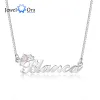 Collane JewelOra Targhetta con corona personalizzata in argento sterling 925 con pietra portafortuna Collana con lettera con nome personalizzato Festa della mamma Regalo di San Valentino