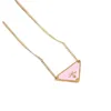 Collier long de créateur unisexe pour femmes, pendentif signature triangulaire, lettre plaquée or rétro, colliers fins, bijoux blanc zh195 H4