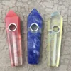 Cool Colorful Smoking Crystal Natural Gemstones Stone Pipes Portable Handmade Herb Tobacco Filter Screen Spoon Bowl Innovative Universe Pocket Cigarette Holder