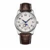 Classic Man Watch Mechaniczne automatyczne zegarki dla mężczyzn White Dial Brown skórzany pasek 001243m