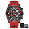 Relojes de pulsera MINIFOCUS Relojes de lujo para hombre 2024 Elegante reloj de cuarzo de negocios minimalista rojo Reloj de acero de sílice transpirable