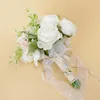 Bröllopsblommor Peony Artificial Silk White Purple Bridal Bouquet Home Party Room Table Decoration Plant Pink Fake Flower