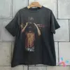 Herr t-shirts Summer American High Street Vintage Saint Michael T-shirts Bomull Black Washed Hole Letter Print Short SLE TOP TEES Män kvinnor J240325