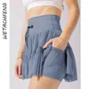 Faldas Sexy cintura alta Falda plisada pantalones de seguridad con cordones bolsillos pantalones cortos ropa de mujer 2024 moda Sping verano baile azul Mini