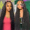 30 дюймов 13x6 глубокая волна HD фронтальные парики человеческие для чернокожих женщин бесклеевой вьющийся парик фронта шнурка предварительно выщипанные с детскими волосами 150% плотность натуральный цвет