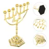 Posiadacze świec Menorah Holder 7 Branch Żydowska złota gwiazda David Candelabra Hanukkah Vintage Decortick