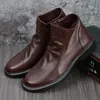 Boots 2024 Leather For Men Brown Rubber Fashion Casual Shoes Male Comfortable Outdoor