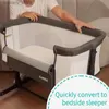 Baby Cribs Baby Bassinets Bedside Seper full mesh baby crib Portab for safe cooperation Seping baby adjustable crib L240320